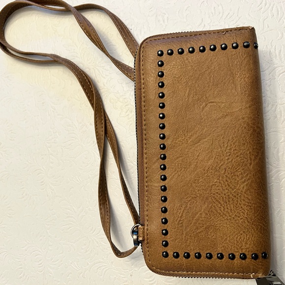 Handbags - Cracker Barrel Studded Brown Leather Crossbody Bag
